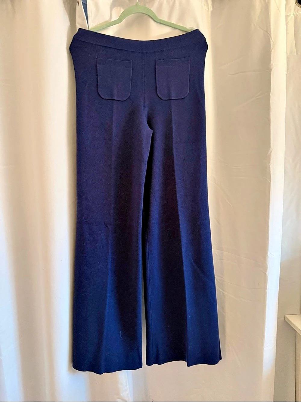 J.Crew Sailor Sweater Wide Leg Trouser Sweater Pant Blue Medium Tall